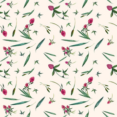 Seamless watercolor Pattern with clovers