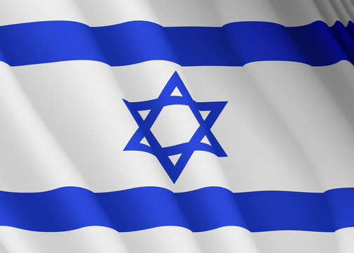 Illustration of a flying Israeli flag