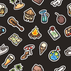 Vacation vector seamless pattern. Hand drawn background.