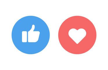 Obraz premium Thumbs up and hearts on a white background