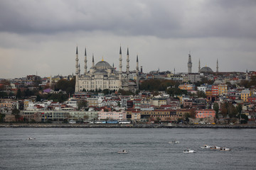 Fototapeta na wymiar Waterfront harbor on the Bosporus Strait of Istanbul, Turkey