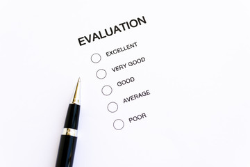 Filling up evaluation form, business concept