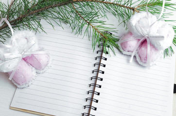 Christmas to do list template. Blank page note pad. Christmas or new year flat lay background with copy space.