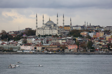 Waterfront harbor on the Bosporus Strait of Istanbul, Turkey