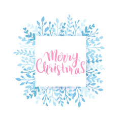 Merry Christmas and Happy New Year vector card. Holidays frame