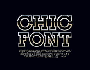 Chic Metallic Font. Vector Silver Shine Luxury Alphabet Letters.
