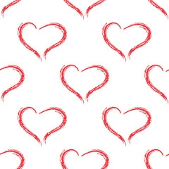 Hand drawing heart. Vector illustration. Valentine's day heart. Simple heart. Seamless pattern.