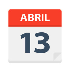 Abril 13 - Calendar Icon - April 13. Vector illustration of Spanish Calendar Leaf