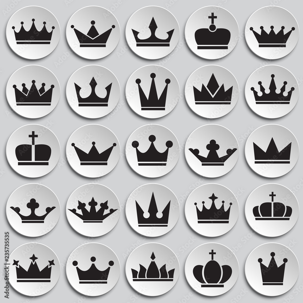Fototapete crown icon set on plates background for graphic and web design, modern simple vector sign. internet 