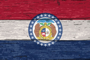 Missouri State Flag On Old Timber