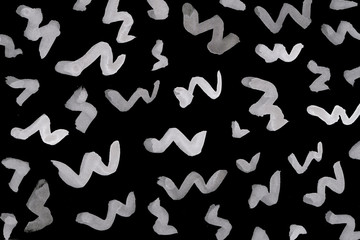 Black ink abstract background with waves and strokes on white paper background. Trendy look. Chaotic abstract organic design