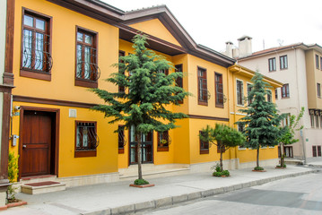 Fototapeta na wymiar Bursa, Turkey, 29 April 2012: Historic Mansion at Kavakli Street