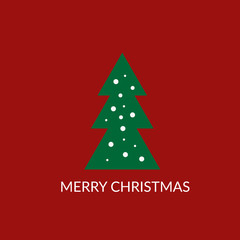 Merry christmas card illustration, xmas tree greetings