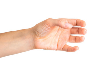 Woman hand holding something like a bottle or glass