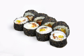 Japan sushi rolls isolated on white background