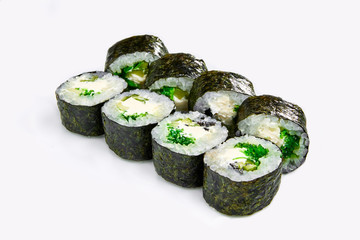 Japan sushi rolls isolated on white background