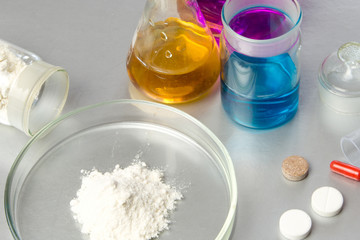 Chemical Laboratory and reagents .Illegal drug production in laboratories. The concept of drug abuse. Opioid epidemic. Selective focus