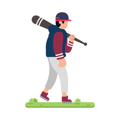 design baseball players on grass