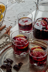 healthy pomegranate juice with lemon.