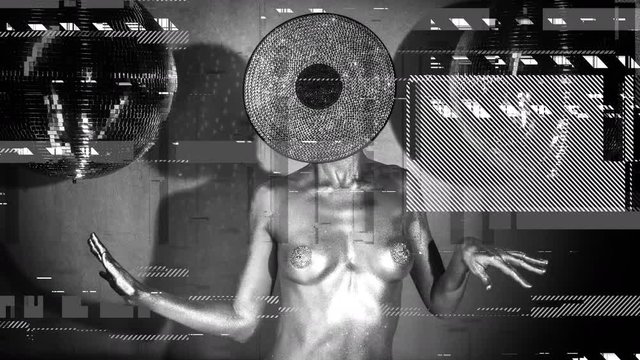 vinyl head diamond crystals silver woman party music record dj glitch