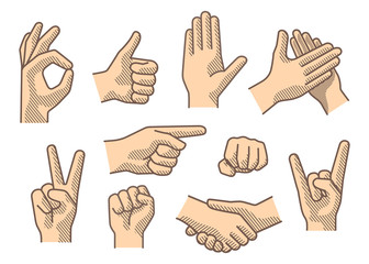Drawing hand sign