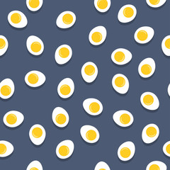 Seamless Pattern with Halves of Boiled Eggs