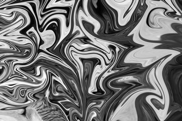 Abstract Gray Black and White Marble Ink Pattern Background. Liquify Abstract Pattern With Black, White, Grey Graphics Color Art Form.