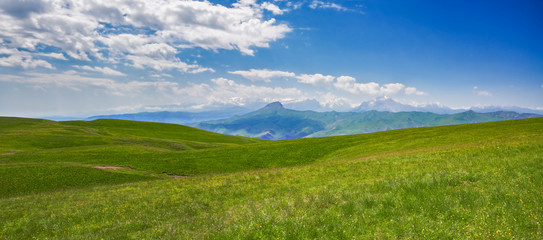 Landscape with snow peaks