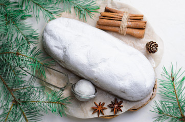 Christmas Stollen,Traditional Fruit Loaf Cake, Festive Dessert for Winter Holidays