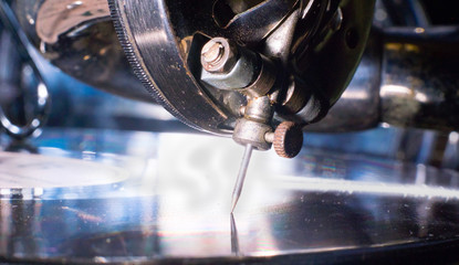 vintage gramophone with vinyl disc