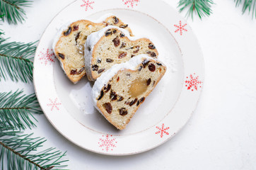 Christmas Stollen,Traditional Fruit Loaf Cake, Festive Dessert for Winter Holidays