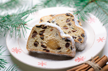 Christmas Stollen,Traditional Fruit Loaf Cake, Festive Dessert for Winter Holidays