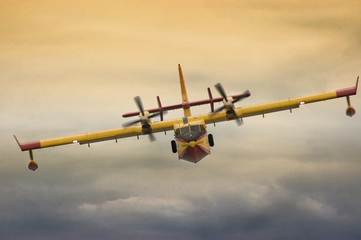 Firefighting aircraft flying low during exhibition