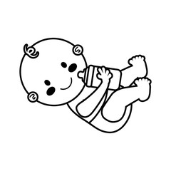 cute little baby with milk bottle