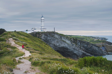 Fototapeta na wymiar Faro Cabo Mayor lighthouse in Santander city