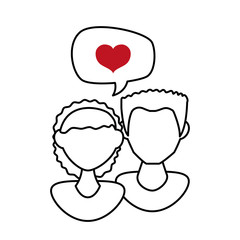 couple with speech bubbles and hearts