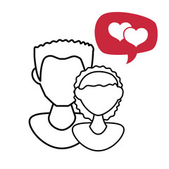 couple with speech bubbles and hearts