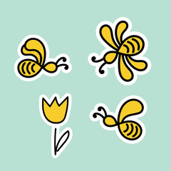 Bees, vector. sticker