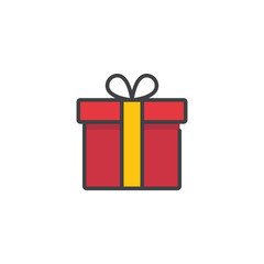 Gift icon in flat style isolated on white background.