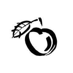 Apple vector sketch icon isolated on background. Hand drawn ink brush illustration. Icon for infographic, website or app