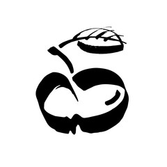 Apple vector sketch icon isolated on background. Hand drawn ink brush illustration. Icon for infographic, website or app