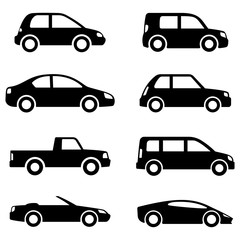 Different cars icons collection. Vector