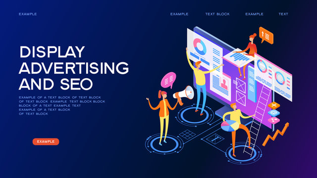 Display advertising and seo concept banner