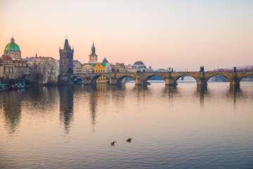 Fototapeta premium Prague, Czech Republic - Match 25th 2018: Charles Bridge