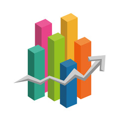Fototapeta premium statistics bars with arrow up