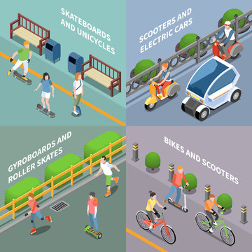  Eco Transportation Concept Icons Set
