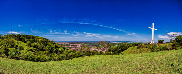 Panoramic view of the city of São Simão, São Paulo, Brazil, from the hill of Cruzeiro