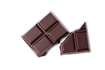 Chocolate pieces isolated on white background