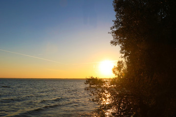 Fototapeta na wymiar A beautiful sunset at Lake Chiem Chiemsee, Bavaria, Germany.