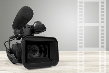 Professional video camera  on white background